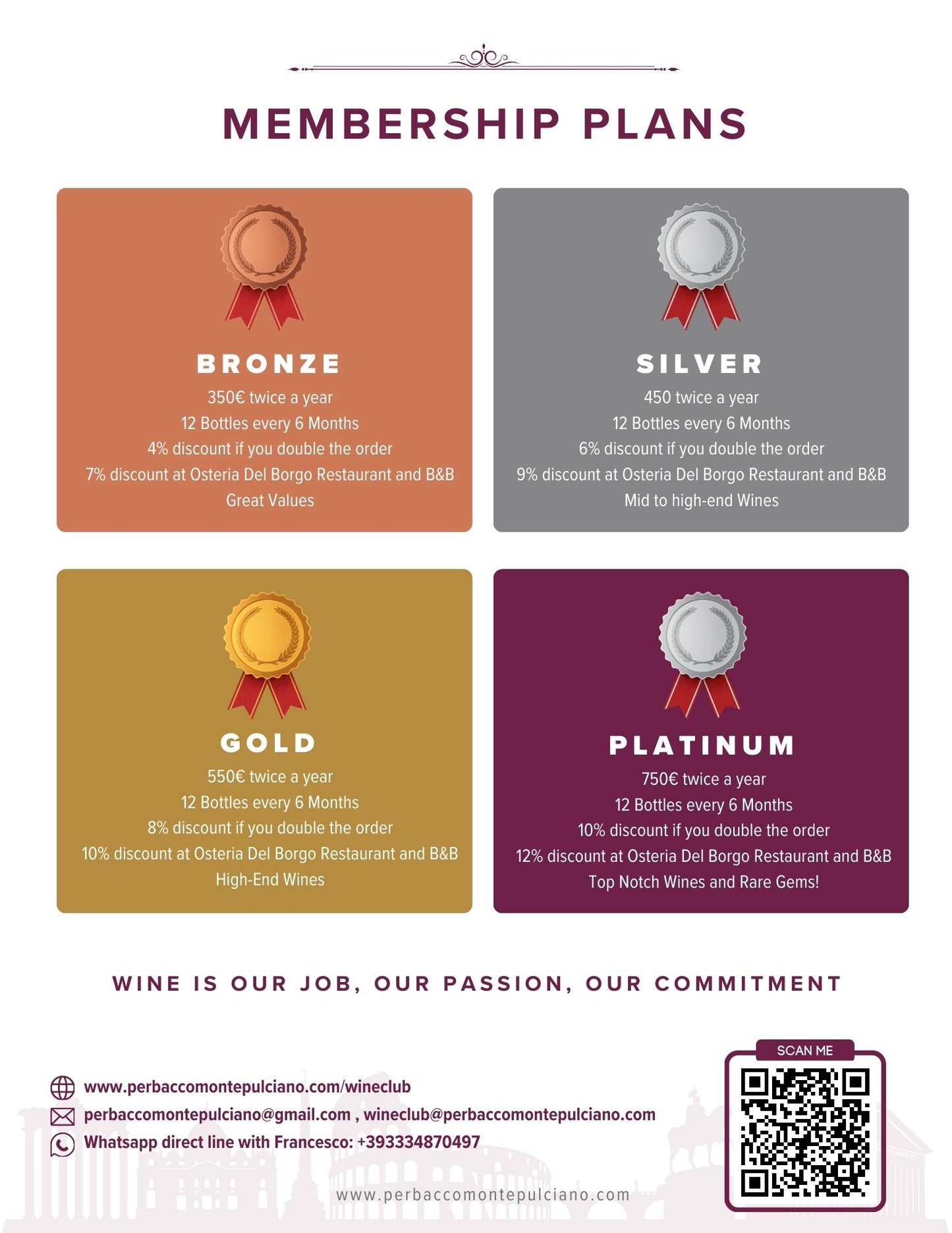 Perbacco Wine Club Bronze Membership