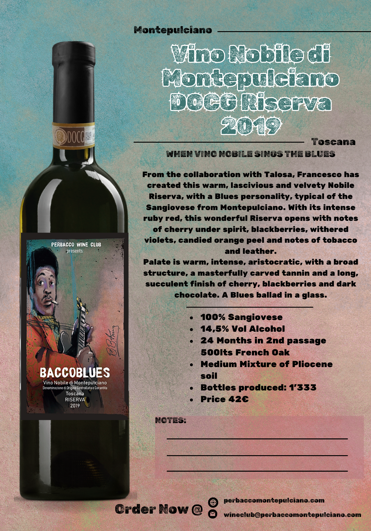 BaccoBlues Vino Nobile di Montepulciano Docg Riserva 2019