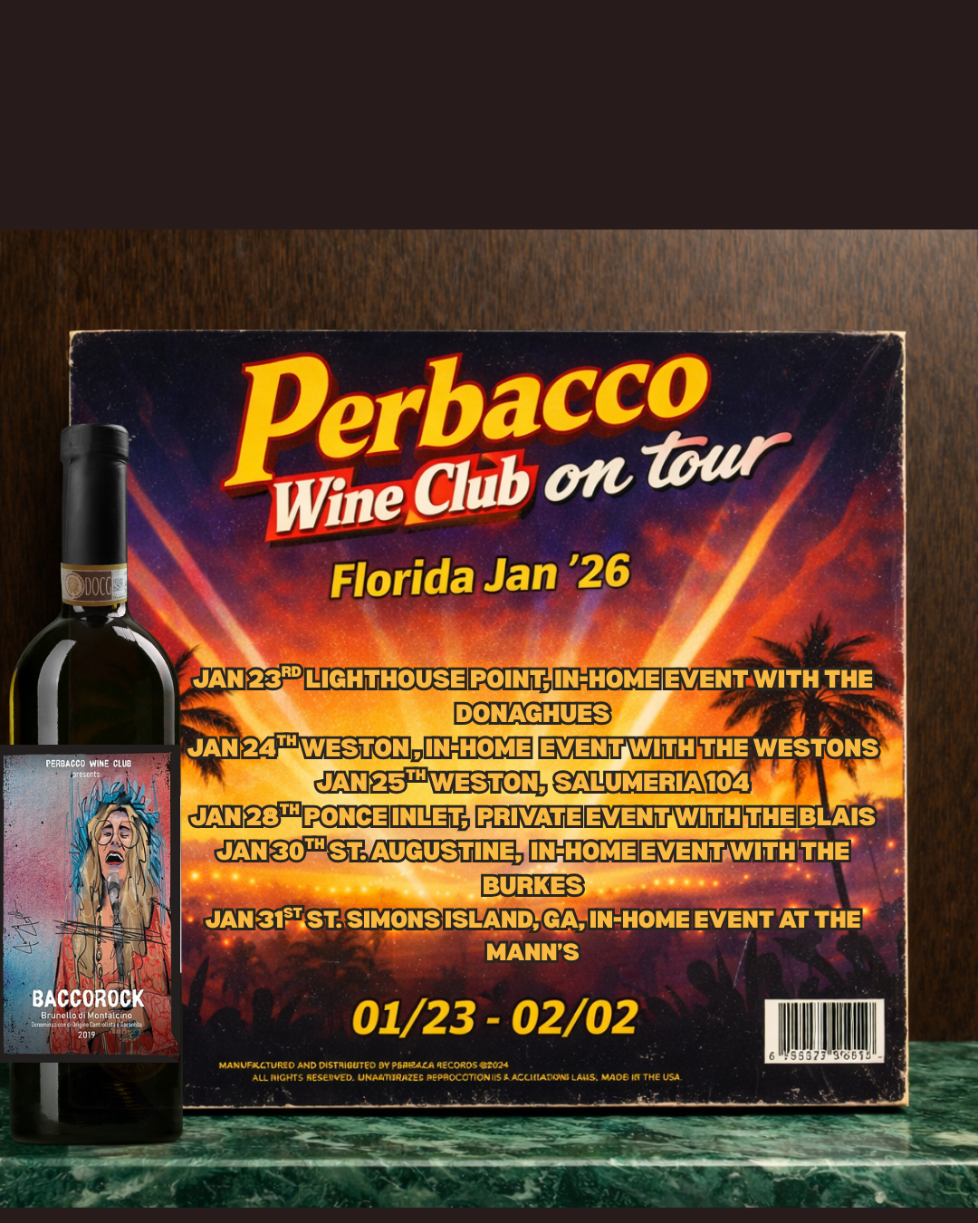 Perbacco Wine Night @ Mann's, St. Simons Island, GA. Jan 31st 2026, 6PM